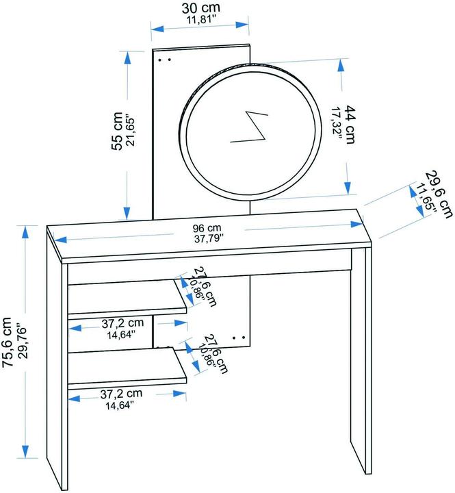 Produktbild Homitis Dali Make-Up Table (96 x 30 x 130 cm)