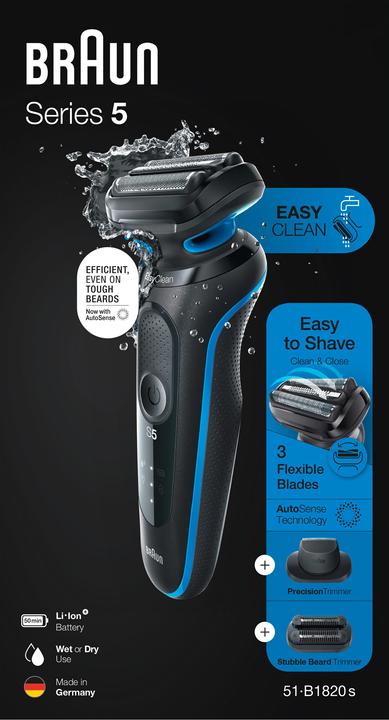 Productafbeelding Braun Serie 5 elektrisch scheerapparaat met 2 EasyClick opzetstukken