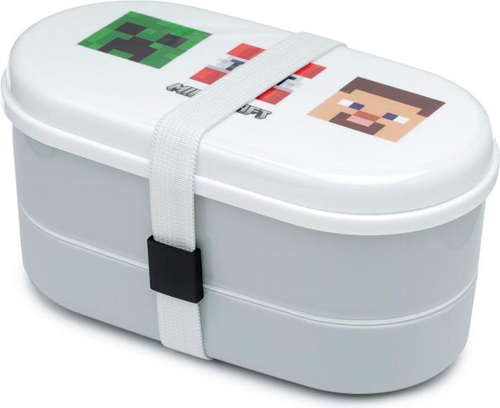 Produktbild Puckator Minecraft Faces Gestapelte Bento Box Lunchbox mit Gabel & Löffel