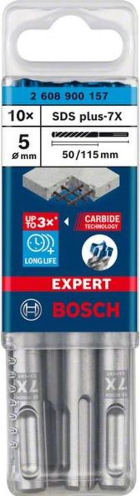 Actual product image Bosch Professional Zubehör Expert SDS plus-7X hammer drill, 5 x 50 x 115 mm,10 pcs. (5 millimetres)