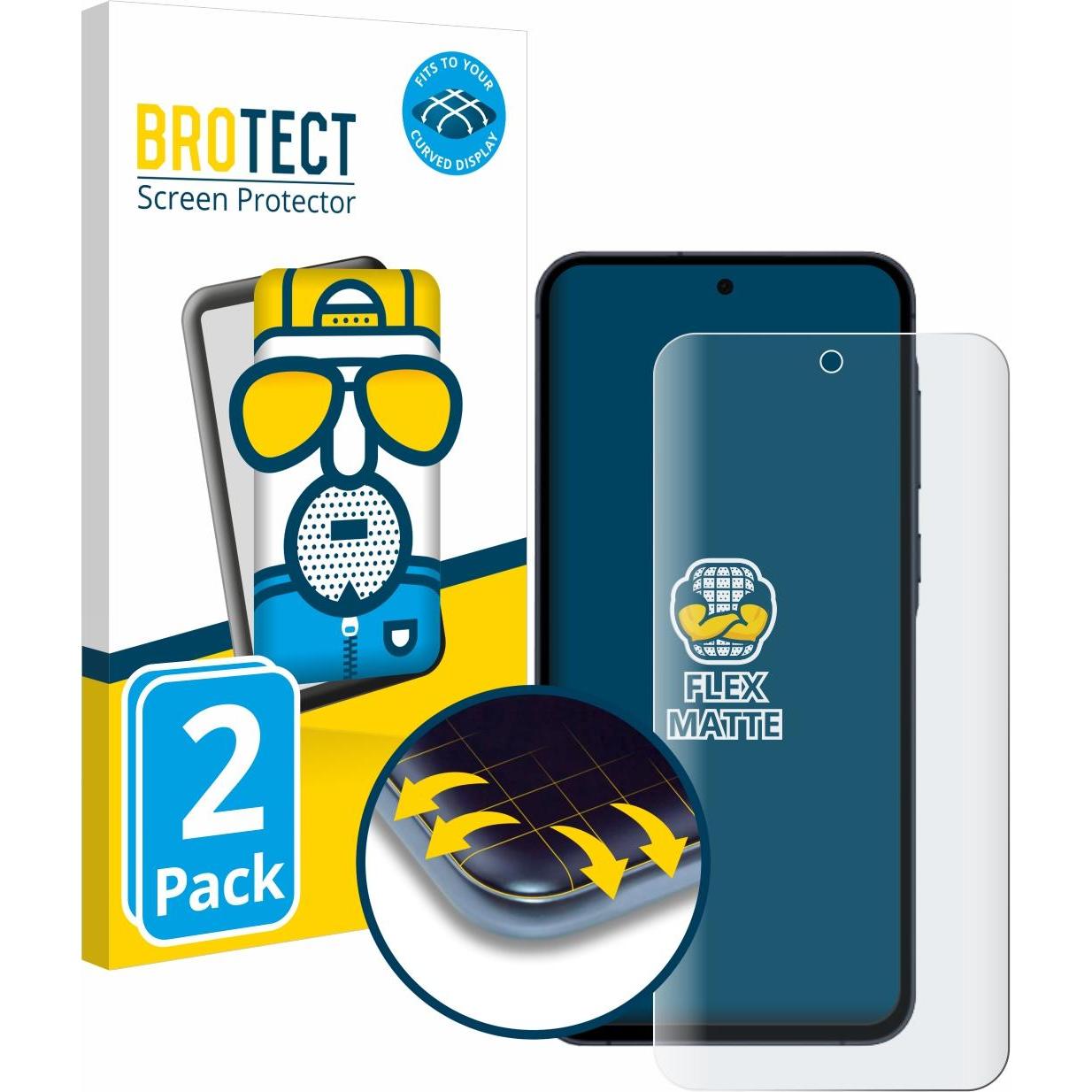 BROTECT Fullscreen Schutzfolie Displayschutz Folie Matt Entspiegelungsfolie (2 Stück, Samsung Galaxy A55), Smartphone Sc...