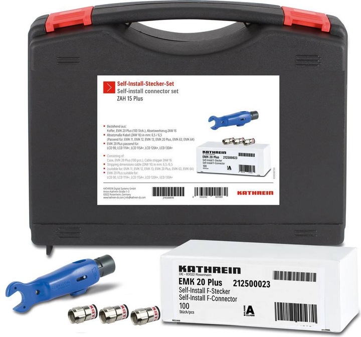 Actual product image Kathrein SelfInstall plug set ZAH 15 PLUS plastic box, 100x EMK 20 and ZAW 16 (Various)