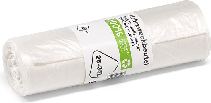 Multipack Mehrzweckbeutel recyceltes PE, 28-35 Liter, Rolle à 30 Stück, transparent
