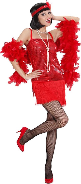 Produktbild Widmann Charleston Kleid mit Stirnband und Feder rot (S, M, L)