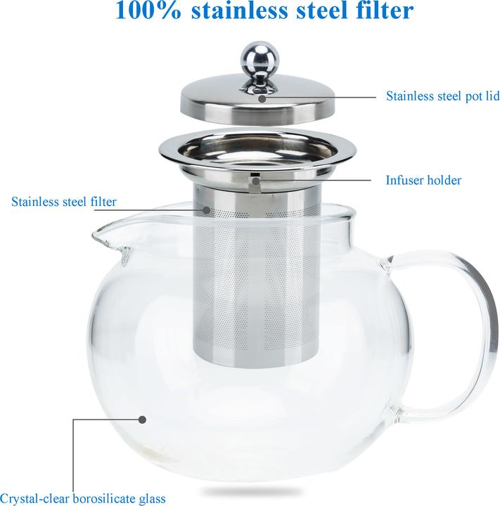 Actual product image Intirilife Teapot with filter 800ml (0.80 l)