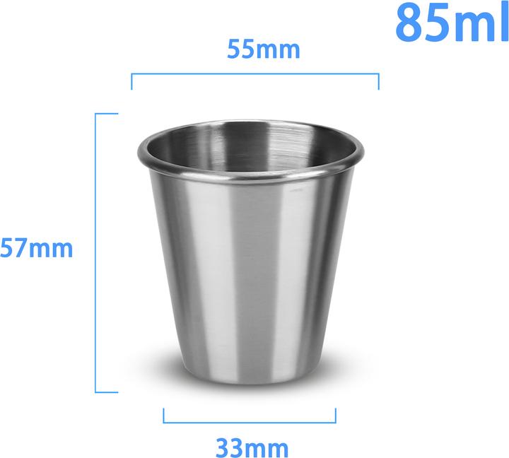 Produktbild Intirilife 5x Stapelbare Edelstahl Becher in 85 ml