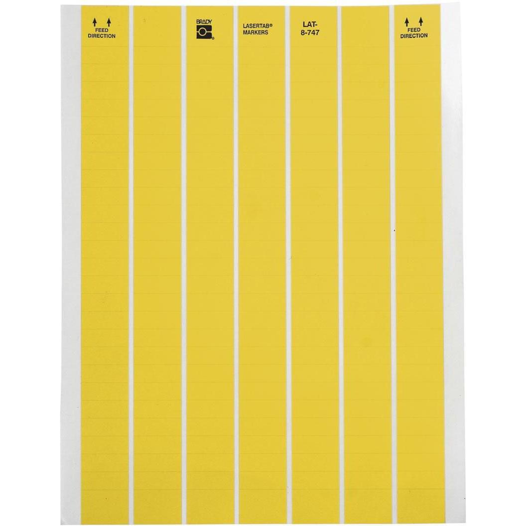 Brady, Etiketten, LAT-8-747YL-10, Polyester, Gelb, 25.40 x 9.53 mm, dauerhaft klebend, US-Letter, 7-bahnig (10