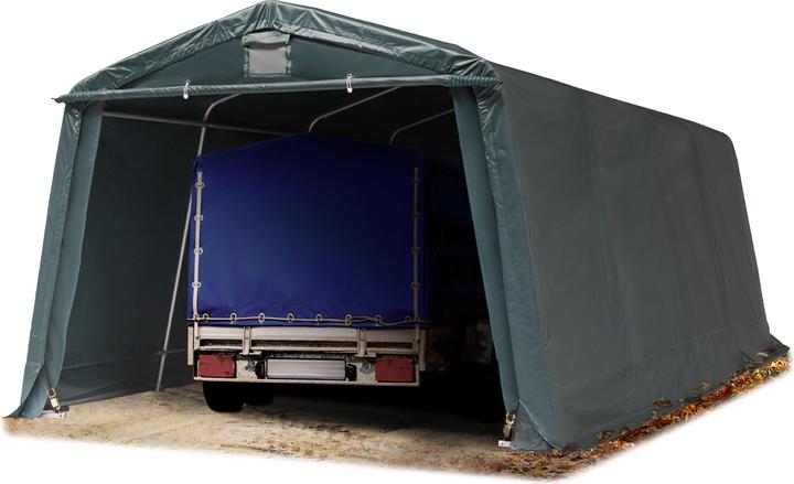 Toolport Zeltgarage ca. 3,3 x 6,2 m PREMIUM Carport PE 600 N Plane Unterstand Lagerzelt Garage in dunkelgrün