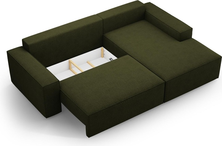 Actual product image Micadoni Bouclé Right Corner Sofa With Bed Function And Box, "Jodie", 3 Seats, 246x151x86 Made in Europe (Corner sofa)