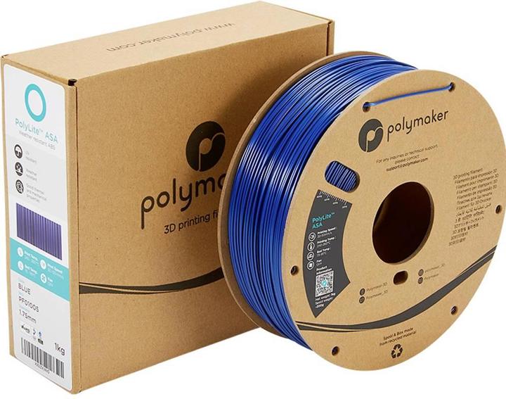 Actual product image Polymaker PF01005 PolyLite Filament ASA UV-resistant, weatherproof, heat-resistant (ASA, 1.75 mm, 1000 g, Blue)