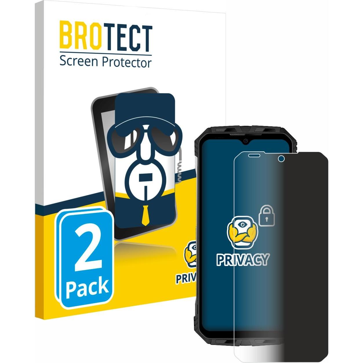 BROTECT Sichtschutzfolie Anti-Spy Privacy Folie Blaulicht-Schutz (2 Stück, Doogee S110), Smartphone Schutzfolie, Blau