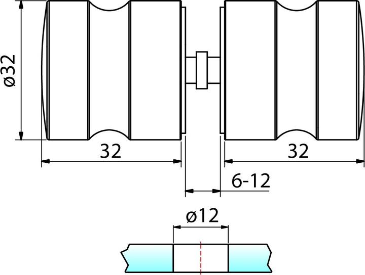 Pauli+Sohn Boutons pour portes en verre 8288 (Bouton de porte)