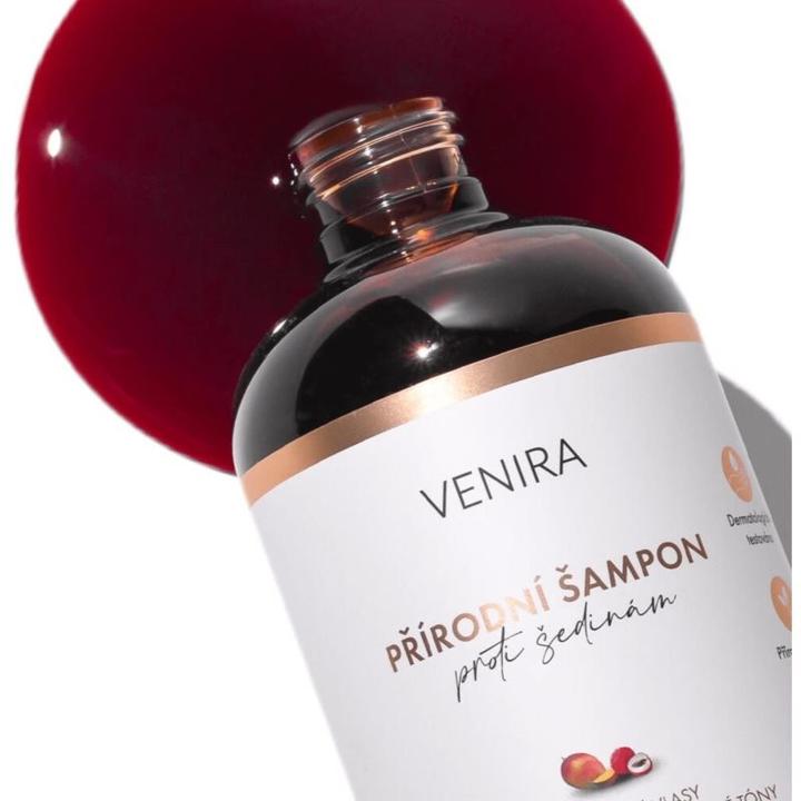 Actual product image Venira Natural Anti-Grey Shampoo for Brown Hair - Mango and Lychee Scent, 300 ml (300 ml, Liquid shampoo)