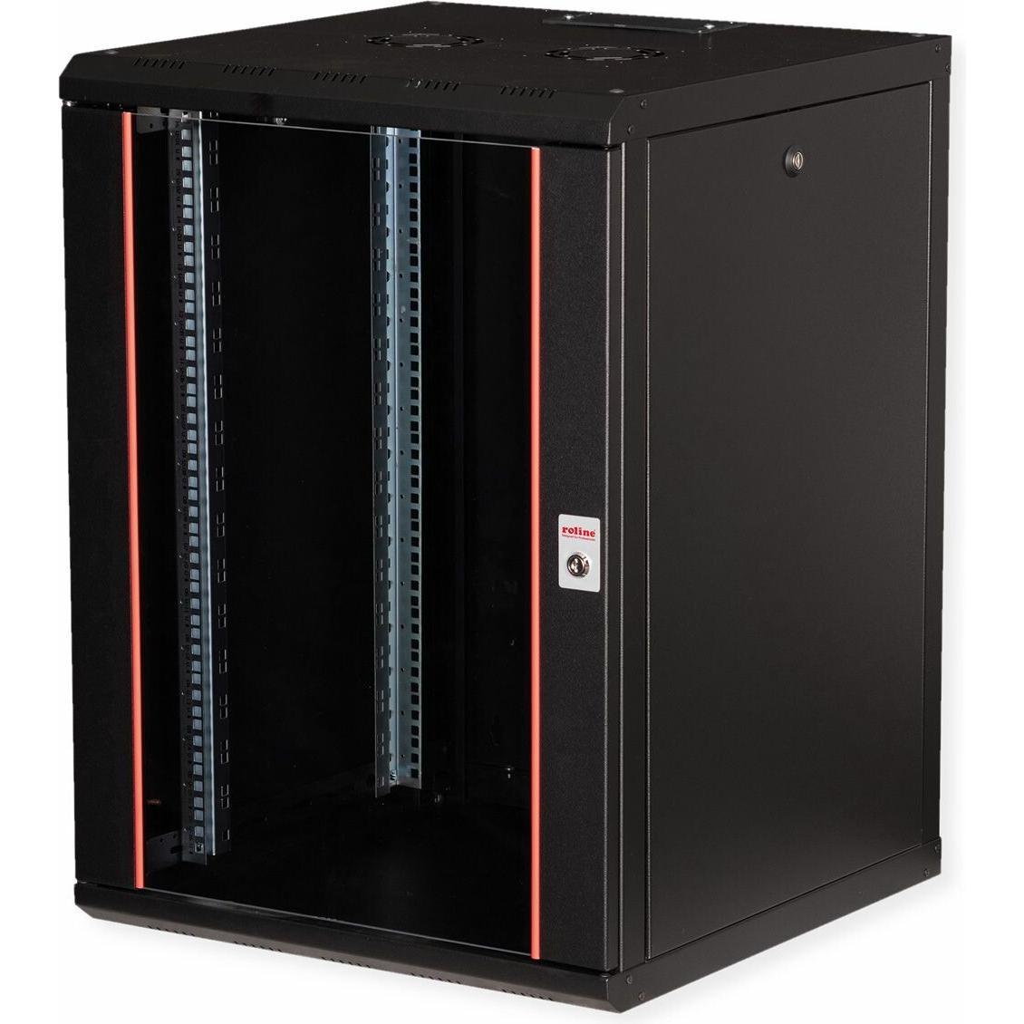 Roline 19-Zoll Wandgehäuse Pro 16 HE (16 HE, 19 Zoll Rack), Serverschrank, Schwarz