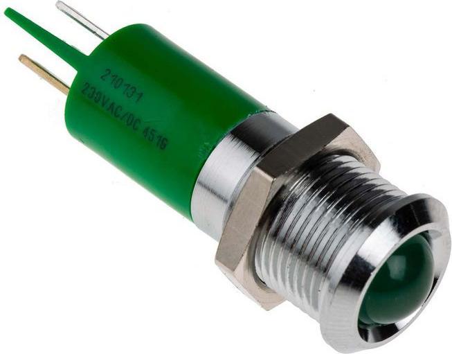 Produktbild RS PRO LED vorst 14mm chrom 230VAC grün IP67