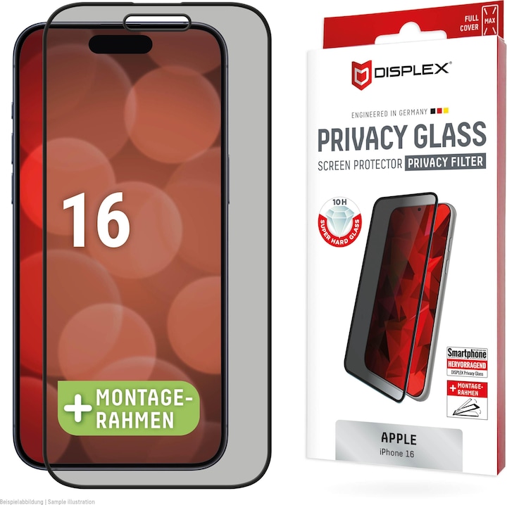 Produktbild Displex Privacy Glass, Privacy Full Cover Panzerglas (1 Stück, Apple iPhone 16)
