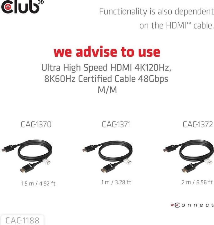 Produktbild Club 3D Mini DisplayPort™ 1.4 to HDMI™ 8K60Hz M/F Adapter (HDMI, 4.80 cm)