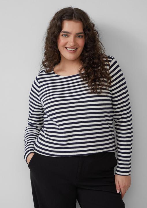 Actual product image S.Oliver T-Shirt Geringeltes Langarmshirt aus Flammgarn mit Crew Neck (46)