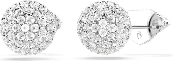 Actual product image Swarovski Lucent Ear Studs with Pave Ball, White, Rhodium Plating (Rhodium-plated)