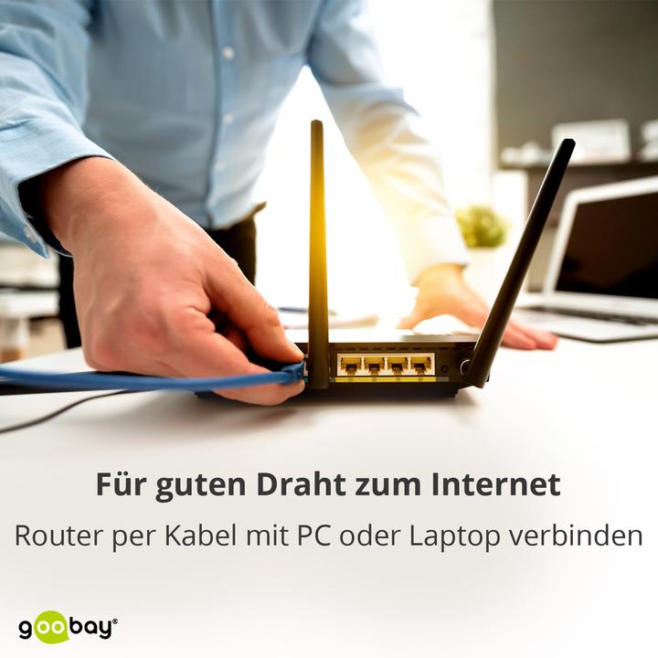 Actual product image Goobay CAT 6A patch cable 1x 90° angled, S/FTP (PiMF), white, 1 m (S/FTP, CAT6a, 1 m)