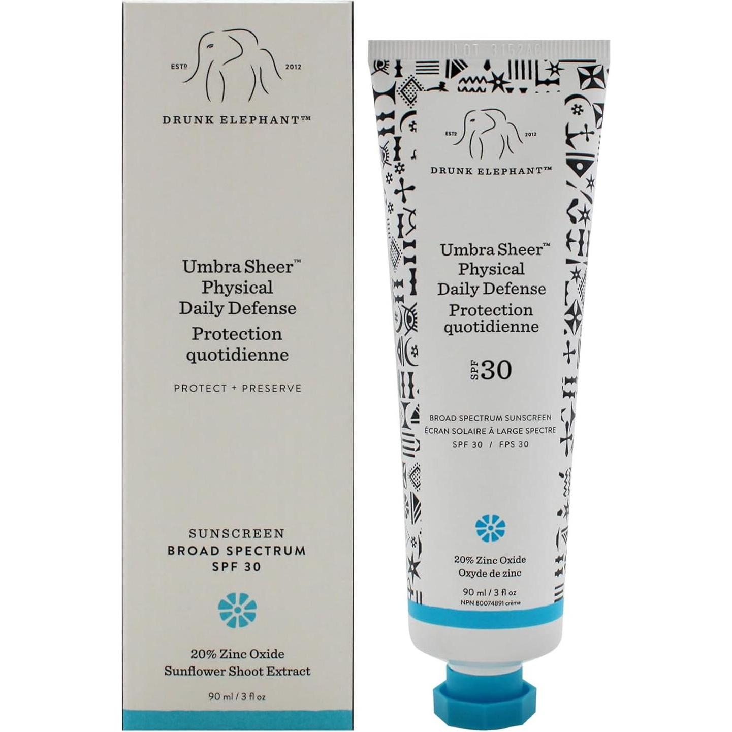 Drunk Elephant, Crème solaire, Umbra Sheer (Crème solaire visage, SPF 30, 90 ml)