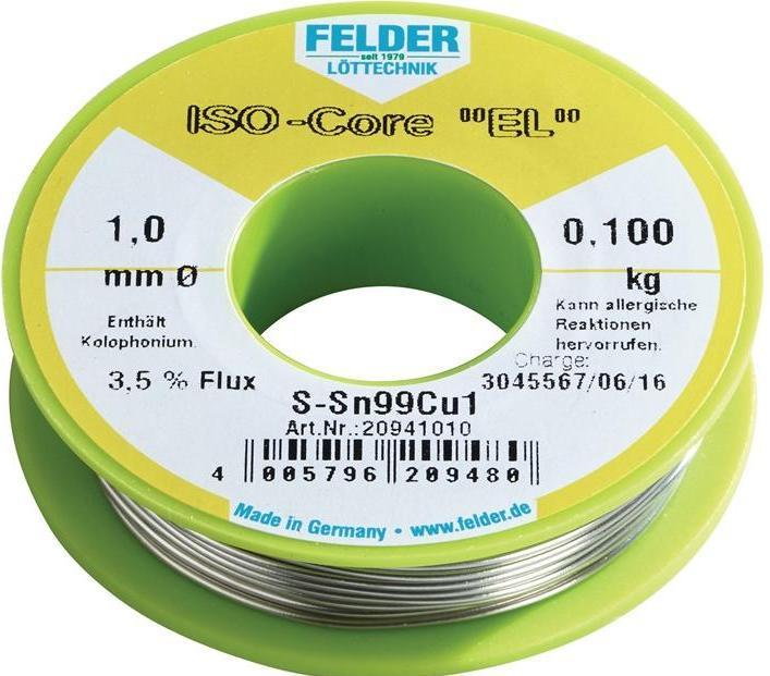 Felder Lötdraht ISO-Core® EL 1 mm 250 g S-Sn99Cu1
