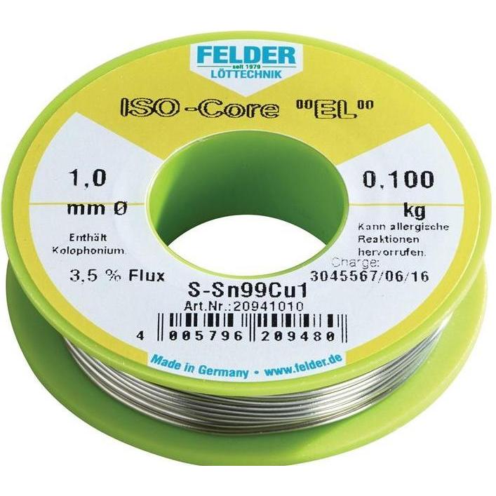 Felder Lötdraht ISO-Core EL 1 mm 250 g S-Sn99Cu1, Lötgerät Zubehör