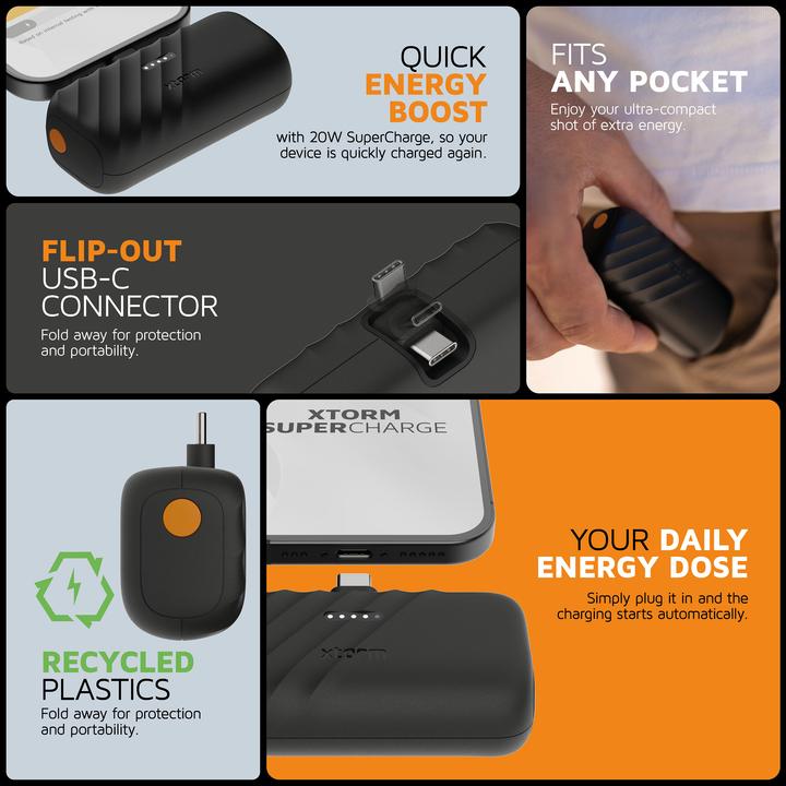 Image du produit Xtorm 20 Watt Ausgangsleistung Compact Power Shot Go2 Black (5000 mAh, 20 W, 18 Wh)