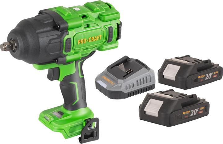Produktbild Procraft PWA80bb Akku Schlagschrauber 20 V 1600 Nm 1/2" Brushless + 2x Akku 2,0 Ah + Ladegerät (Schlagschrauber)