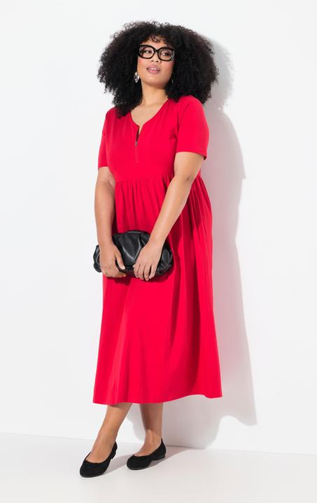 Produktbild Ulla Popken Maxikleid, A-Linie, Zipper, V-Ausschnitt, Halbarm (46, 48)