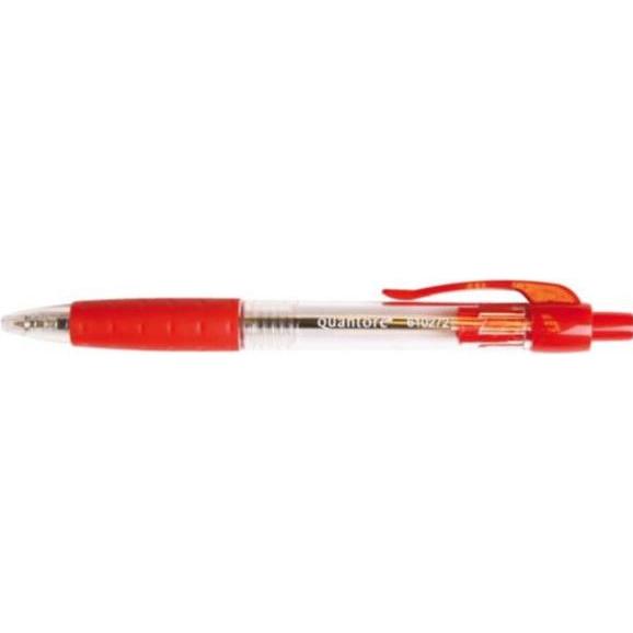 Quantore, Schreibstifte, 12x Kugelschreiber mit Gummigriff rot mittel (Rot, 12 x)