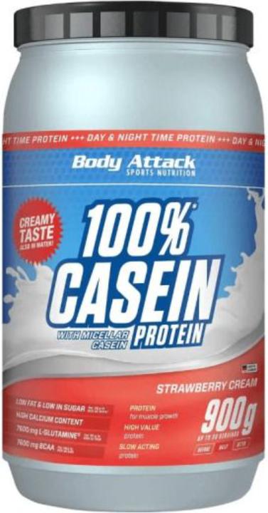 Body Attack 100 % Casein Protein (900g Dose) (Erdbeer, 1 x, 900 g)