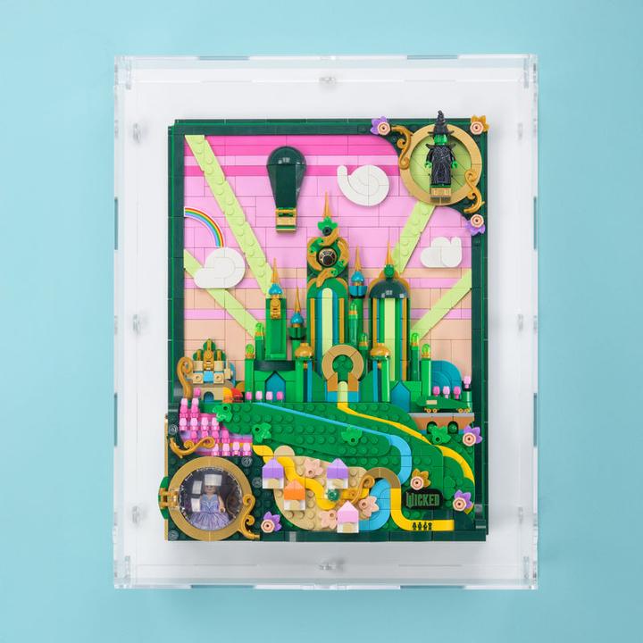 Produktbild iDisplayit Acryl-Wand-Display für LEGO® 75685 Emerald City Wandkunst (Mit schwarzem Hintergrund)