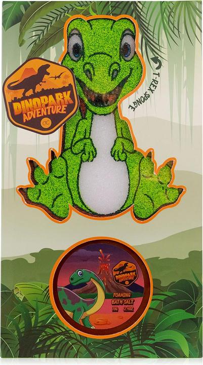 Accentra Set de bain DINOPARK ADVENTURE en boîte cadeau, comprenant 70g de sels de bain moussants, éponge de (Kit de soins capillaires)