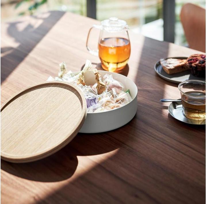 Actual product image Yamazaki Round storage box with lid RIN (6 x 22 x 6 cm, 4.32 l)