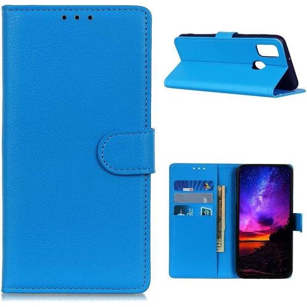 Thumbnail - MU Classic Litchi Leder Bookcover Series (Realme 7i), Smartphone Hülle, Blau
