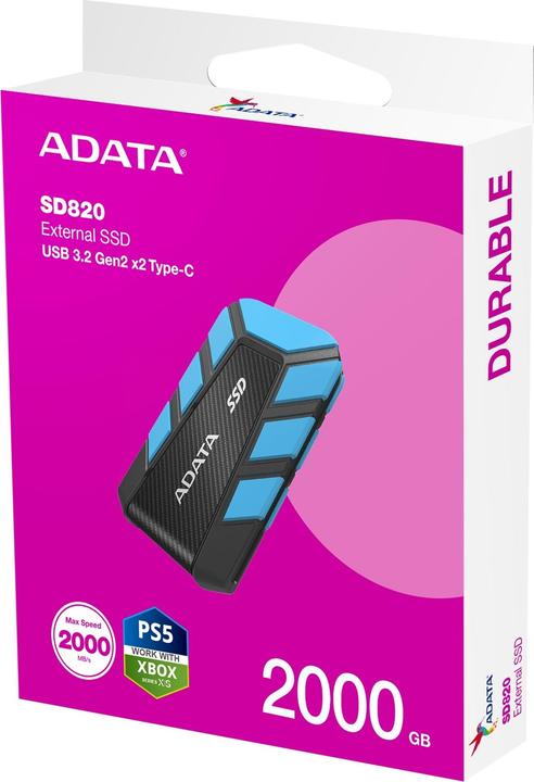 Actual product image Adata SSD 2.0TB External SD820 U3.2 Gen2 Typ C Blue (2 TB)