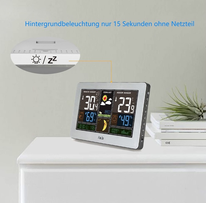 Produktbild FanJu FJ3378 Funkwetterstation, silber