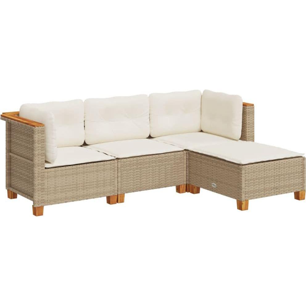 VidaXL, Gartenlounge, Gartenmöbel Sofa Garnitur Lounge Sitzgruppe 4-tlg. Beige Poly Rattan