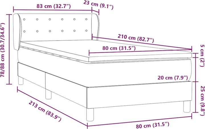 Produktbild vidaXL Boxspringbett (80 x 210 cm)