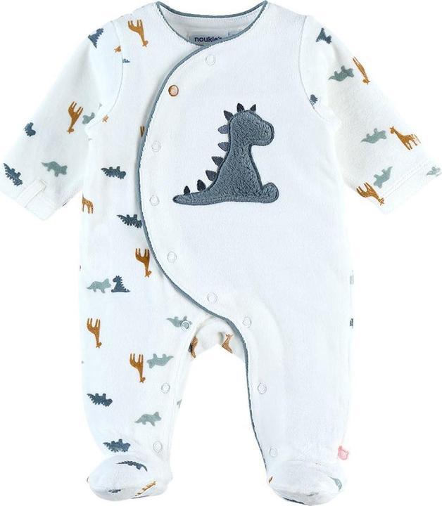 Actual product image Noukies Romper suit velour with animals white/blue size 74 (74)