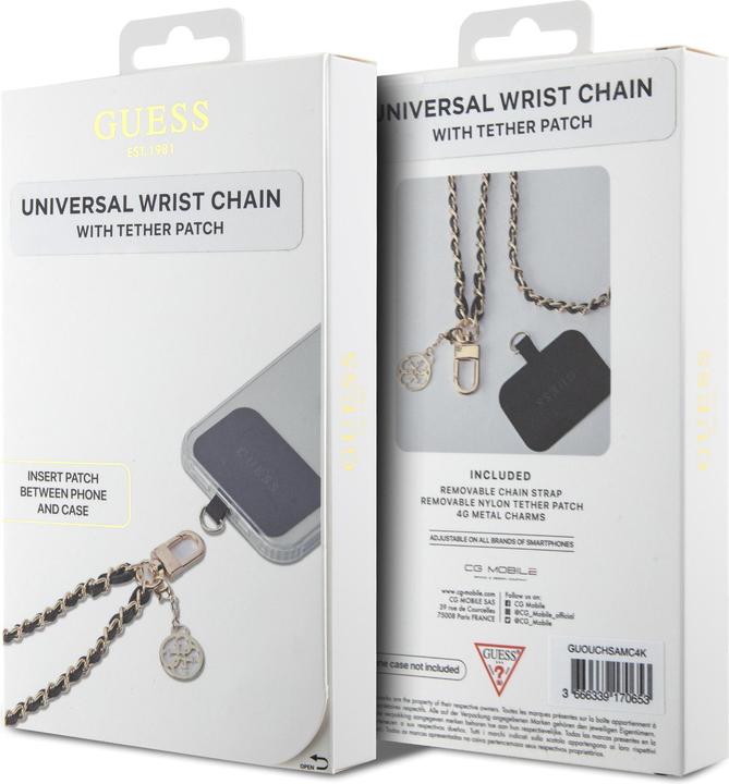 Image du produit Guess GUOUCHSAMC4K Universal Hand Strap czarny/black Saffiano Chain 4G Charm