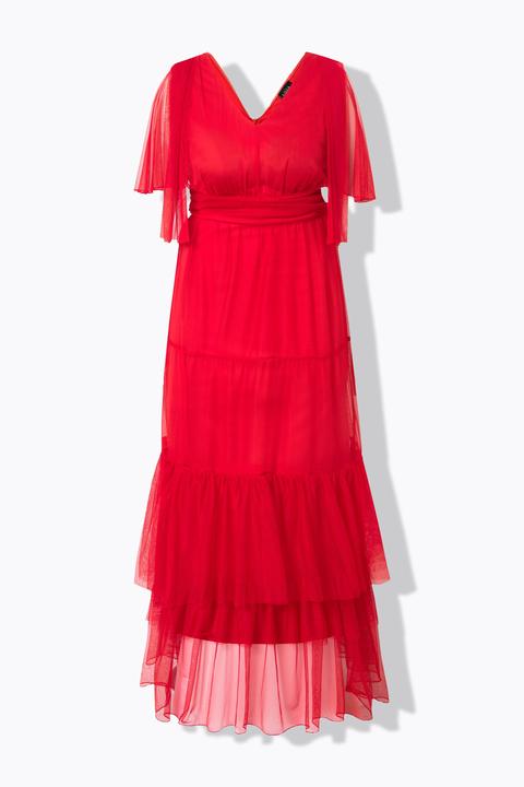 Image du produit Ulla Popken Robe maxi drapée en mesh, manches chauve-souris (42)
