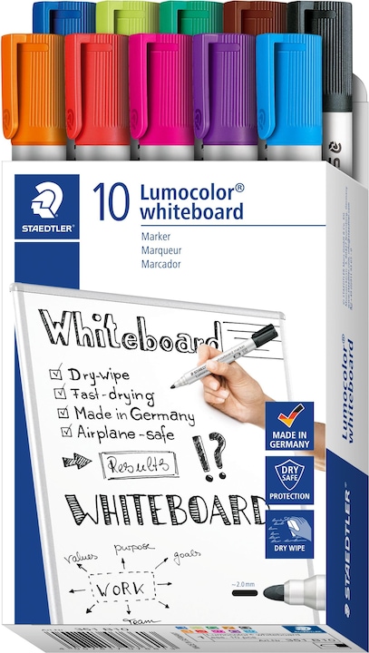 Staedtler Marcatore per lavagna bianca Lumocolor 351 (Multi colore, 2 mm, 10 x)