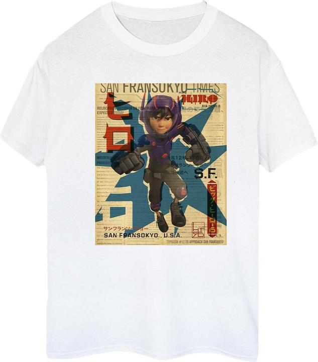 Immagine prodotto Disney Big Hero 6 Baymax Hiro Newspaper Maglietta Ampia Donna (XL)