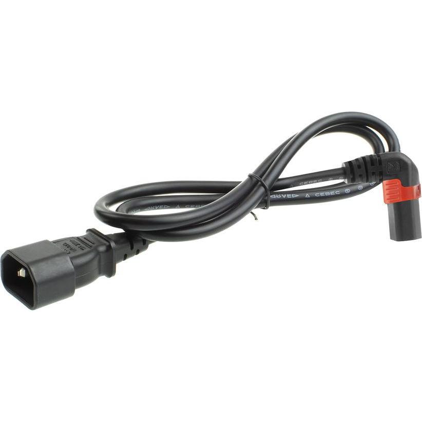 Thumbnail - Iec Lock 230V Powercord C14 to C13 (up angled) lockable, black, 1 meter (1 m), Stromkabel