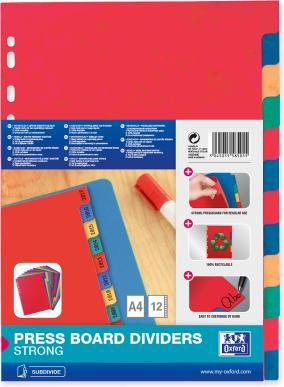 Image du produit Oxford Intercalaires en carton, vierges, DIN A4, marbrés,12 pièces