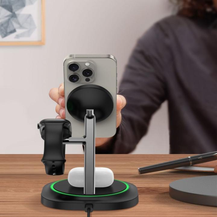 Actual product image Tech-Protect QI15W-A46 3in1 Magnetic MagSafe Inductive Charger - Black (15 W)