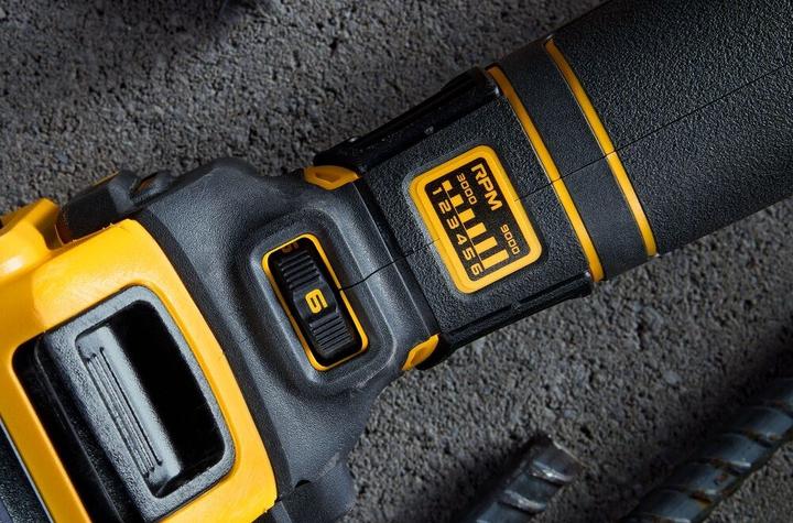 Image du produit DeWalt 125 mm 18V Li-Ion 1x6,0Ah XR FELXVOLT (DCG409VST1-QW) akumuliacinė šlifavimo staklė, TST (125 mm)