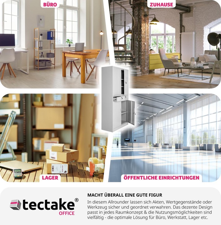 Produktbild tectake Aktenschrank (90 x 40 x 180 cm)